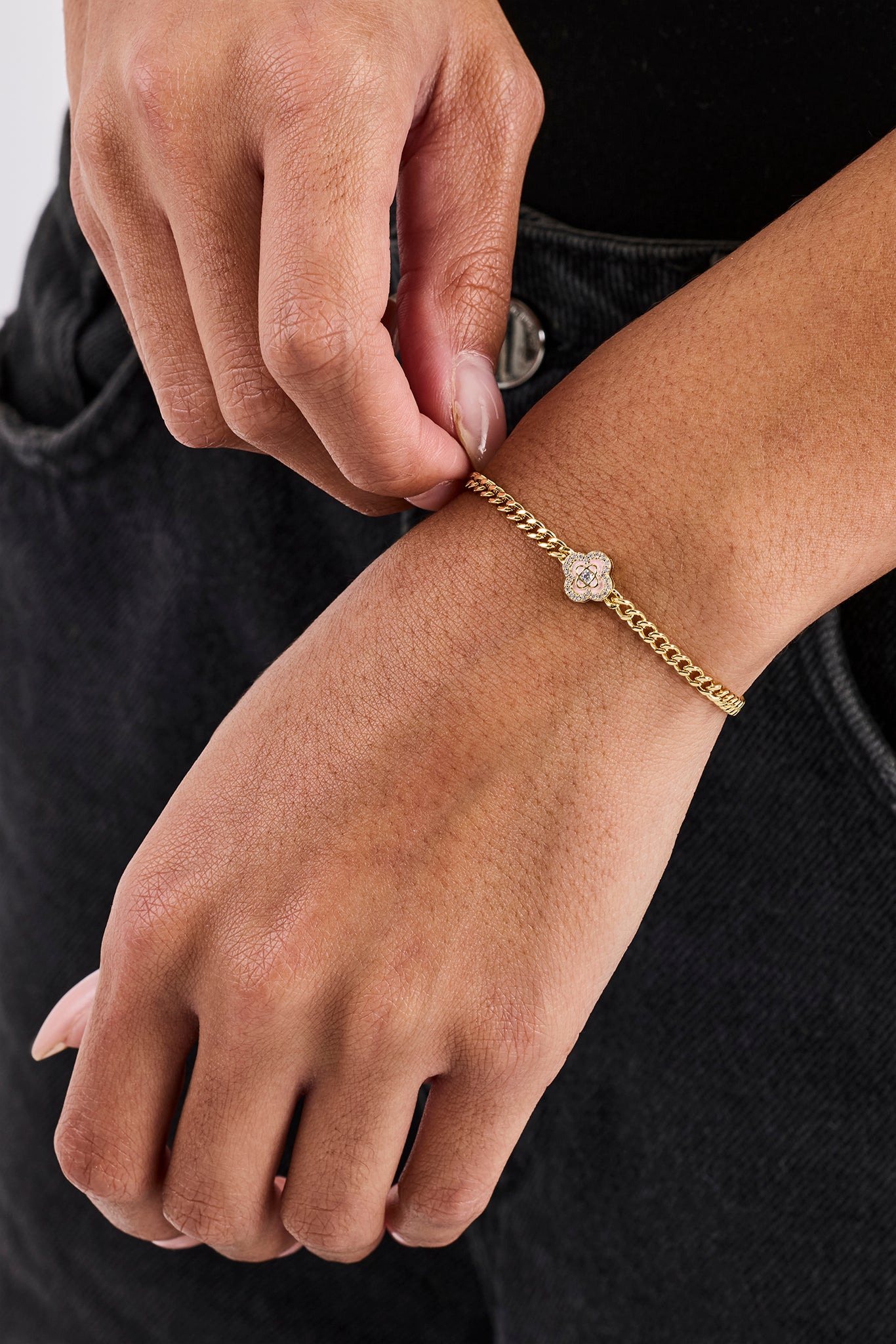 Iced Enamel Motif Cuban Bracelet - 10mm