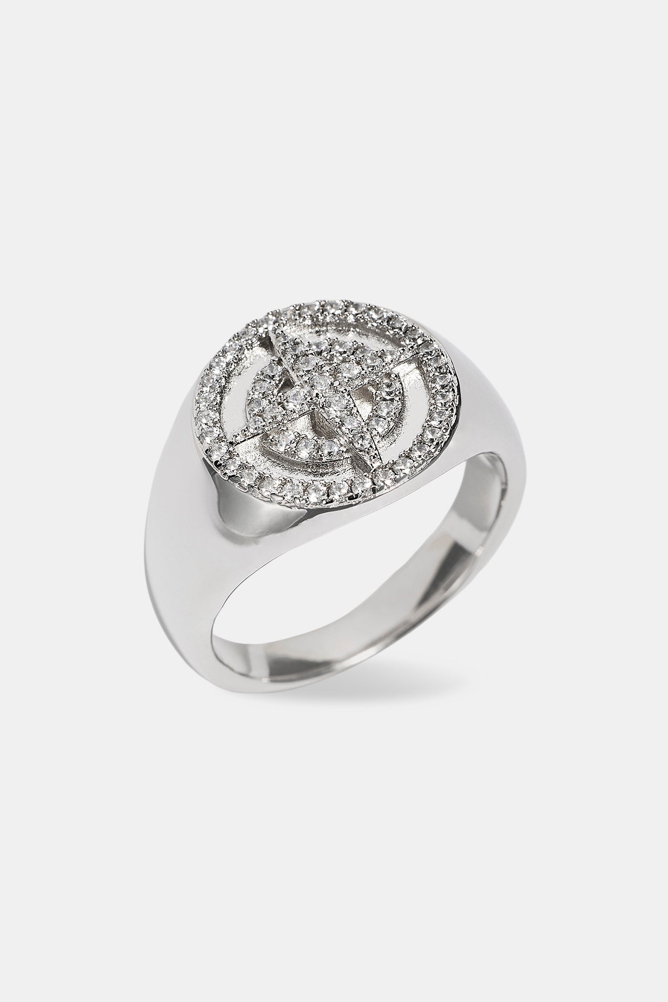Iced Outline Compass Ring - 15mm - White