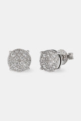 Iced Pave Round Stud Earrings - 7mm - White
