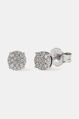 Iced Pave Round Stud Earrings - 5mm - White