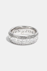 Iced Outline Square Stone Ring - 8mm - White