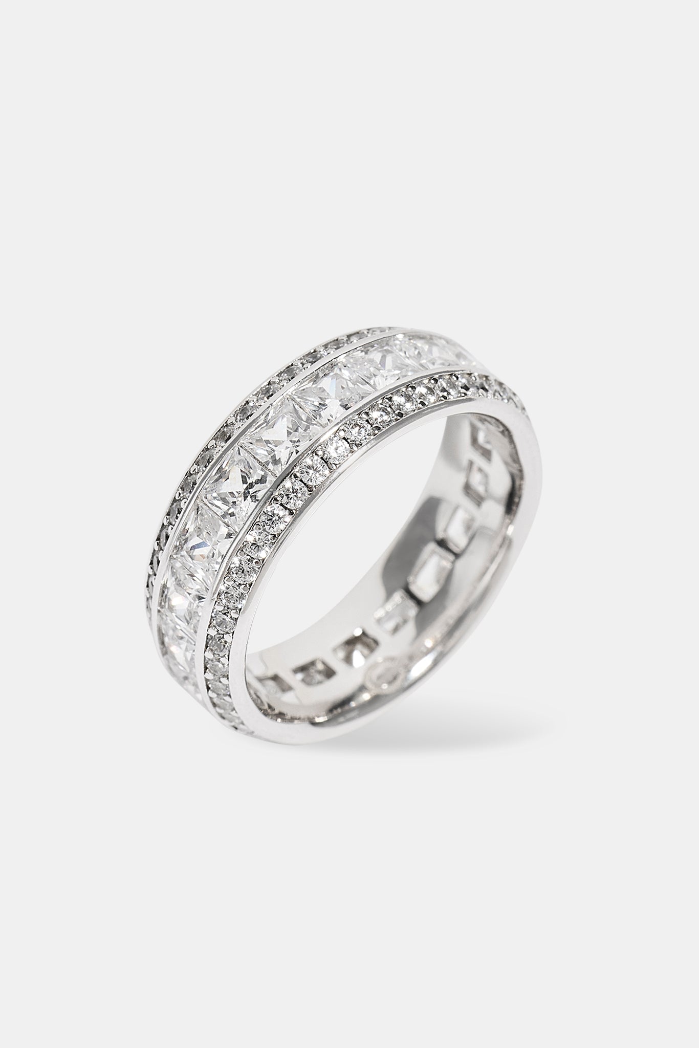 Iced Outline Square Stone Ring - 8mm - White