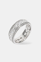 Iced Outline Square Stone Ring - 8mm - White