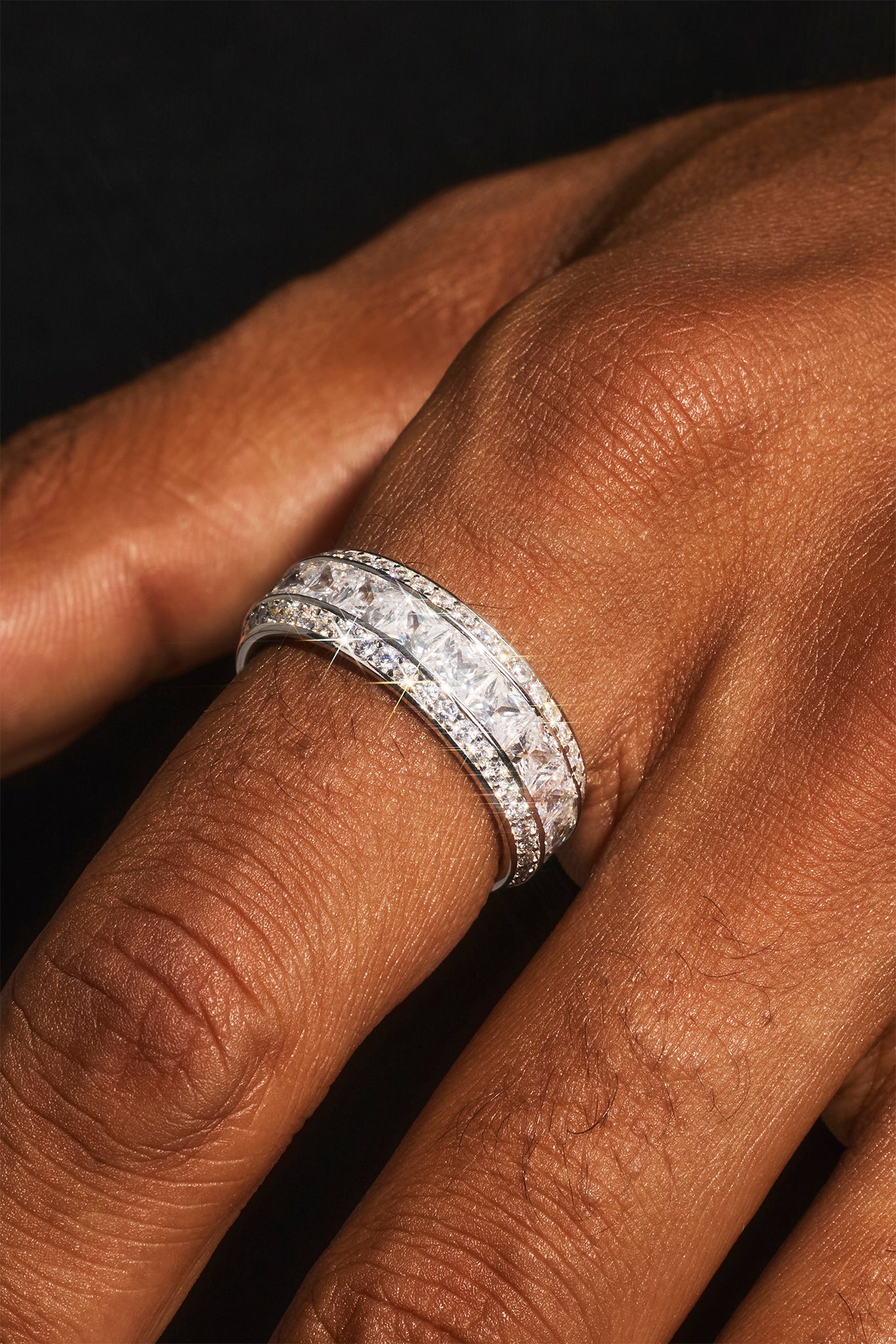 Iced Outline Square Stone Ring - 8mm - White