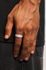 Iced Outline Square Stone Ring - 8mm - White