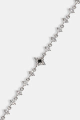 Black Enamel & CZ Stone Motif Bracelet - 6mm - White