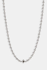 Black Enamel & CZ Stone Motif Chain - 6mm - White
