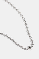 Black Enamel & CZ Stone Motif Chain - 6mm - White
