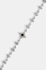 Black Enamel & CZ Stone Motif Chain - 6mm - White
