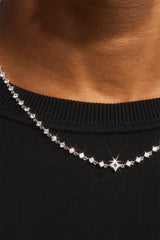 Black Enamel & CZ Stone Motif Chain - 6mm - White