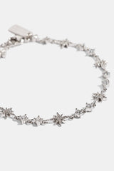 Iced Multi Star & CZ Stone Bracelet - 6mm - White