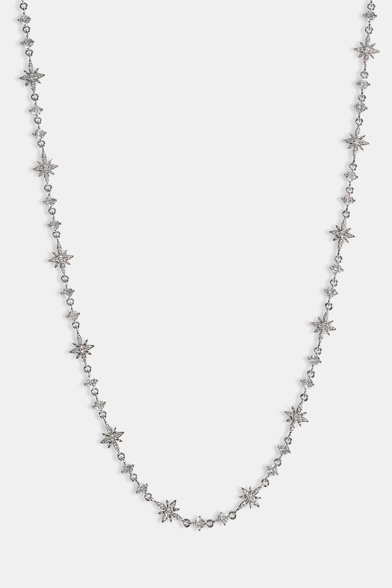 Iced Multi Star & CZ Stone Chain - 6mm - White