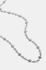 Iced Multi Star & CZ Stone Chain - 6mm - White