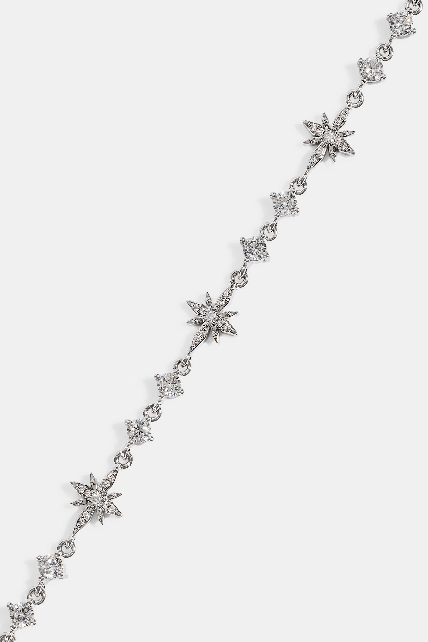 Iced Multi Star & CZ Stone Chain - 6mm - White