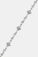 Iced Multi Star & CZ Stone Chain - 6mm - White