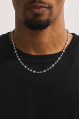 Iced Multi Star & CZ Stone Chain - 6mm - White