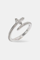 Iced Cross Wrap Ring - 10mm - White