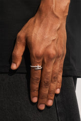 Iced Cross Wrap Ring - 10mm - White