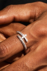 Iced Cross Wrap Ring - 10mm - White