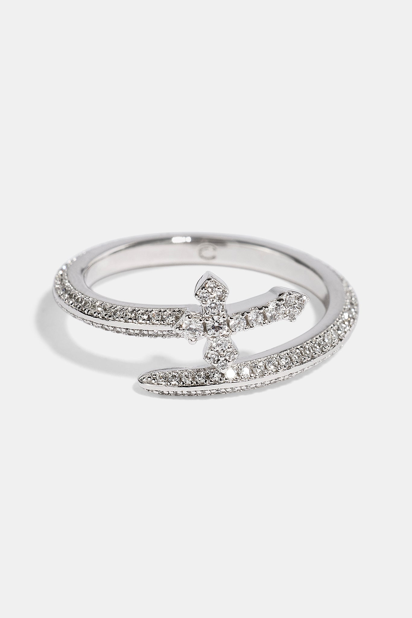 Iced Cross Wrap Ring - 10mm - White