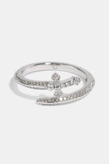 Iced Cross Wrap Ring - 10mm - White