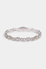 Iced Eye Infinity Link Bracelet & Chain - 8mm - White