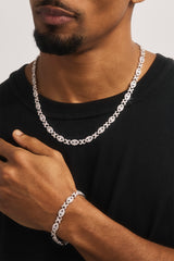 Iced Eye Infinity Link Bracelet & Chain - 8mm - White