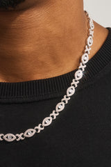 Iced Eye Infinity Link Bracelet & Chain - 8mm - White