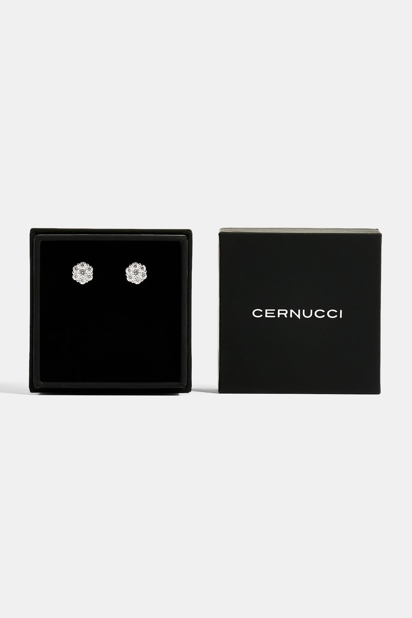Iced Floral Stud Earrings - 8mm - White & Small Premium Gift Box
