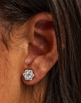 Iced Floral Stud Earrings - 8mm - White & Small Premium Gift Box