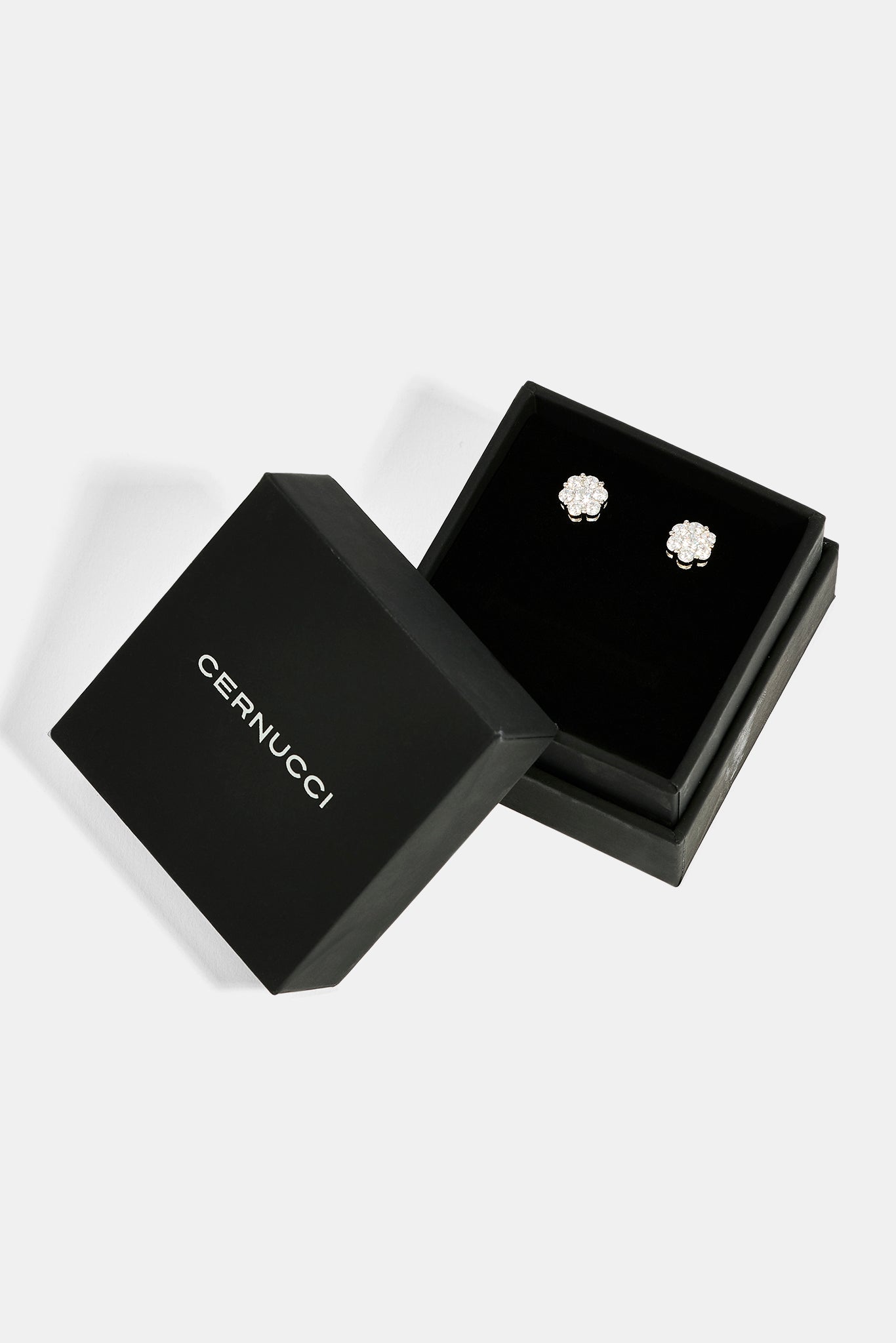 Iced Floral Stud Earrings - 8mm - White & Small Premium Gift Box