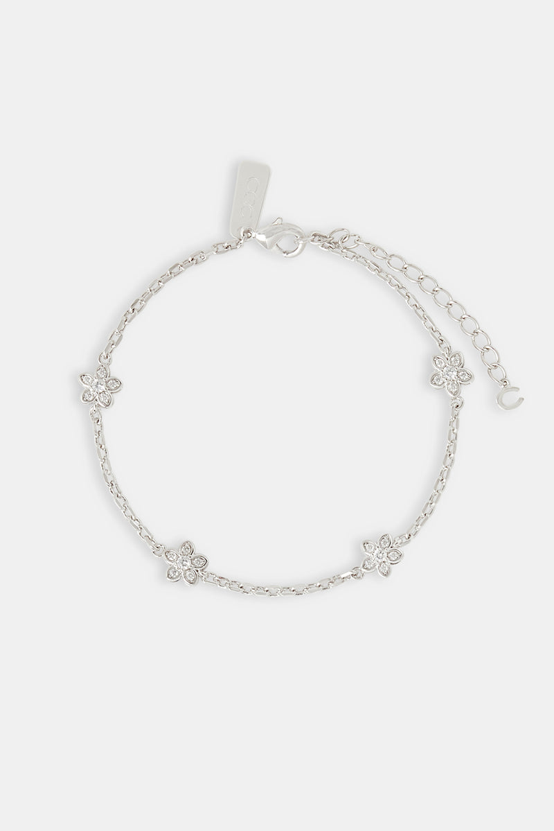 Iced Flower Rolo Anklet - 8mm