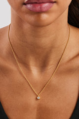 Iced Gemstone Micro Necklace - 6mm - Gold