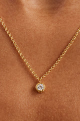 Iced Gemstone Micro Necklace - 6mm - Gold