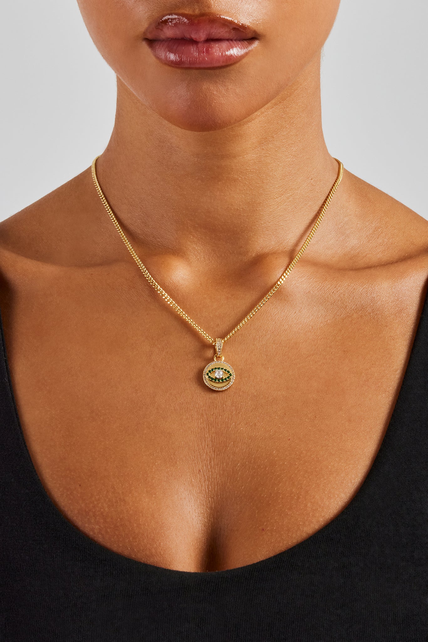 Eisgrüne Evil Eye-Scheibenkette – 20 mm