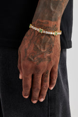 Tennisarmband mit Baguette-Motiv in Eisgrün – 5 mm – Gold