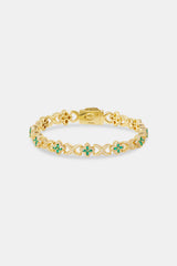 Iced Green Baguette Motiv Infinity Armband – 10 mm – Gold