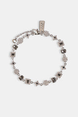 Iced Grey Gemstone & Motif Bracelet - 6mm