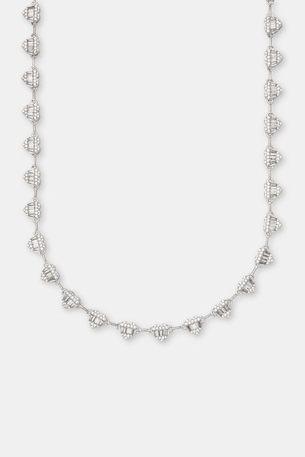 Eisige Baguette-Herzkette – 8 mm