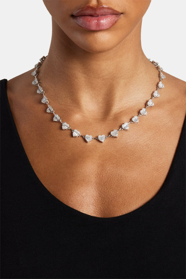 Eisige Baguette-Herzkette – 8 mm