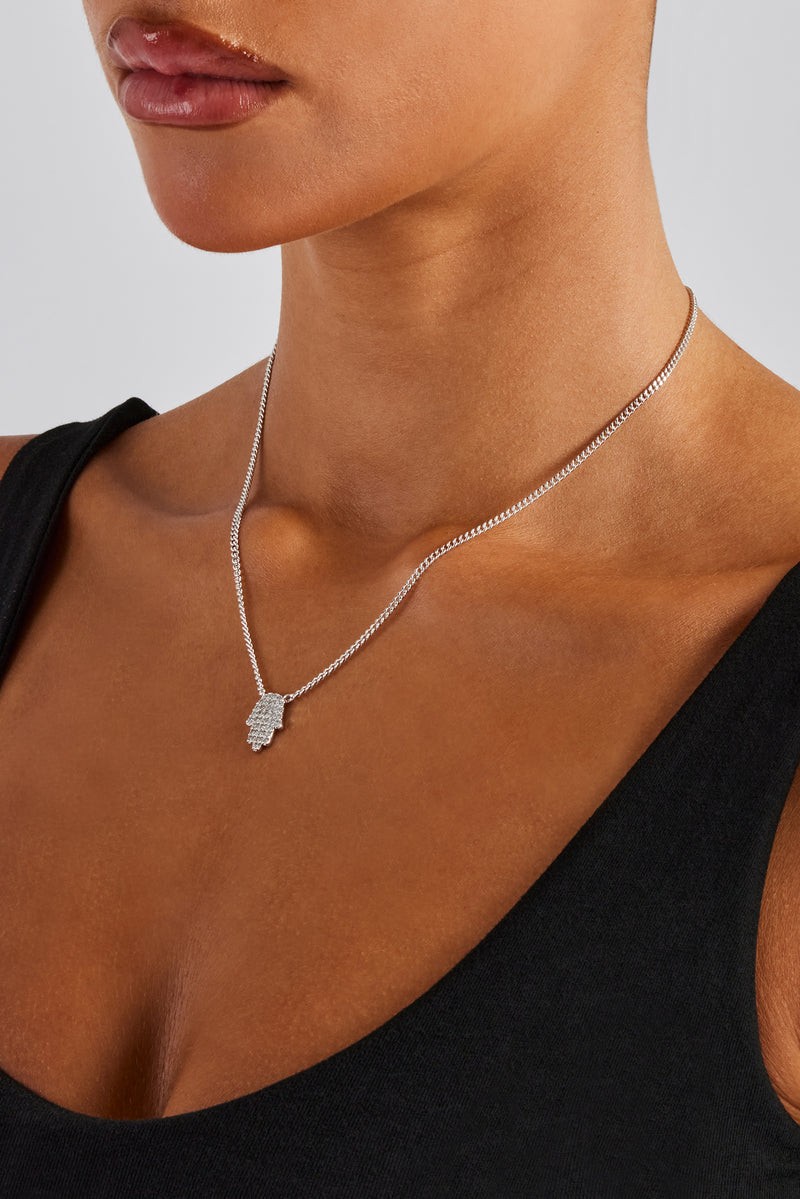 Eisige Hamsa Hand Halskette