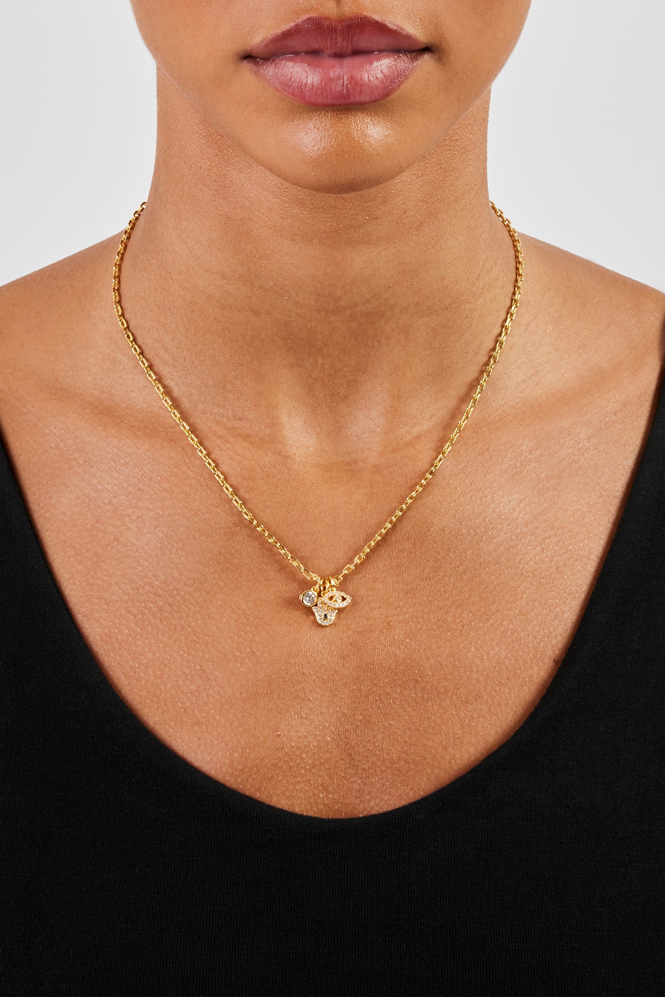 Vereiste Hamsa-Hand &amp; Böser Blick Halskette - 10mm