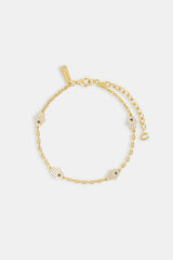 Iced Hamsa Hand Rolo Anklet - 8mm