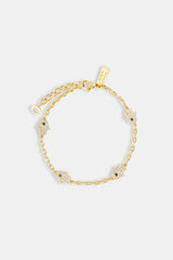 Iced Hamsa Hand Rolo Bracelet - 8mm