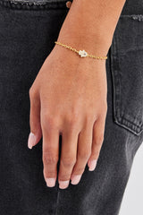 Iced Hamsa Hand Charm Rolo Bracelet - 8mm