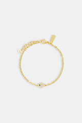 Iced Hamsa Hand Charm Rolo Bracelet - 8mm