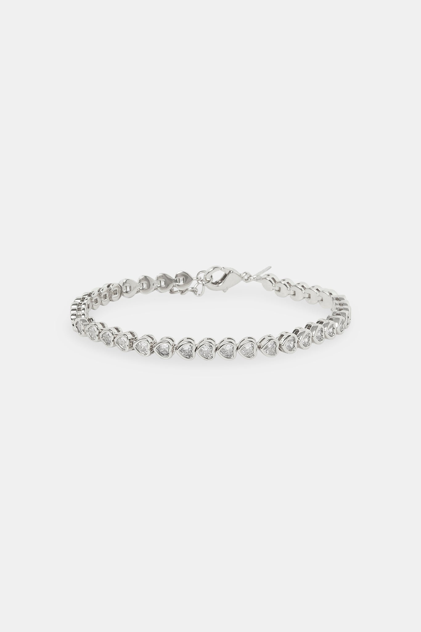 Iced Horizontal Heart Tennis Bracelet - 3mm