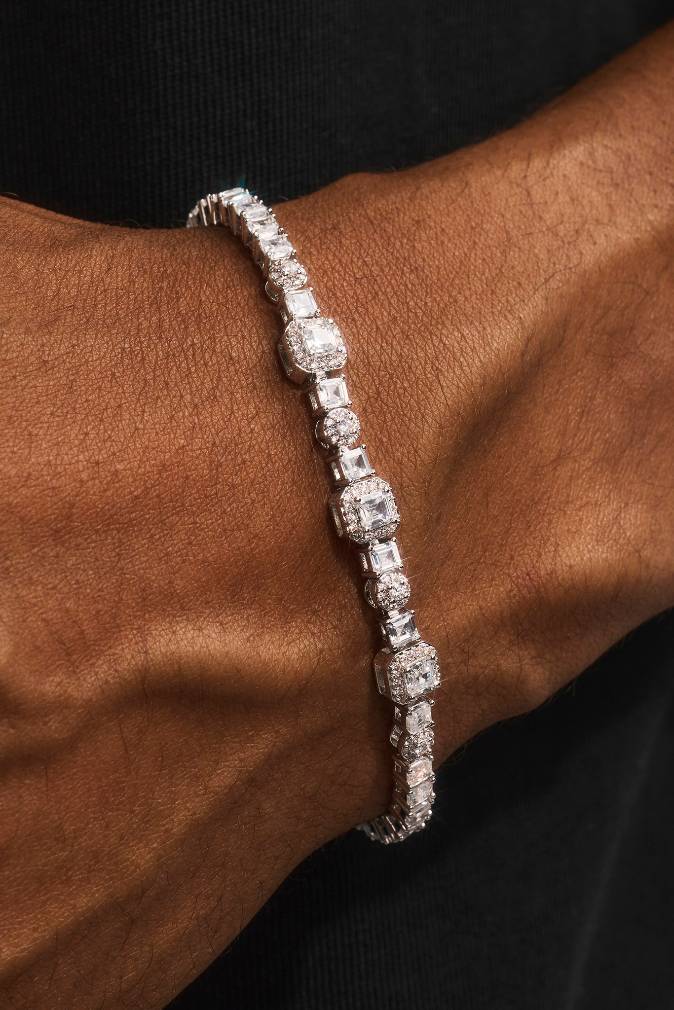 Iced Multi Gemstone Tennis Bracelet - 3mm - White