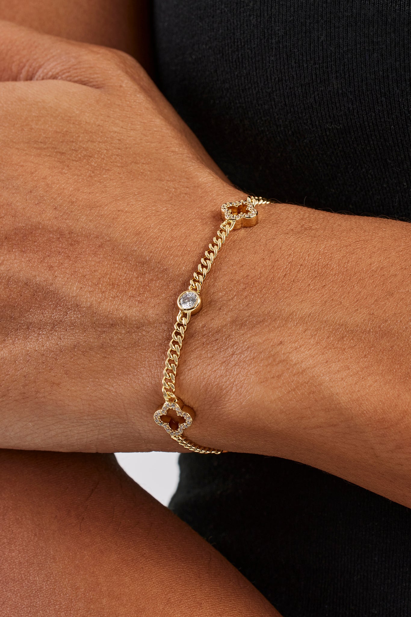 Ice Mikro-kubanisches Armband mit Edelsteinen - 2,5 mm - Gold