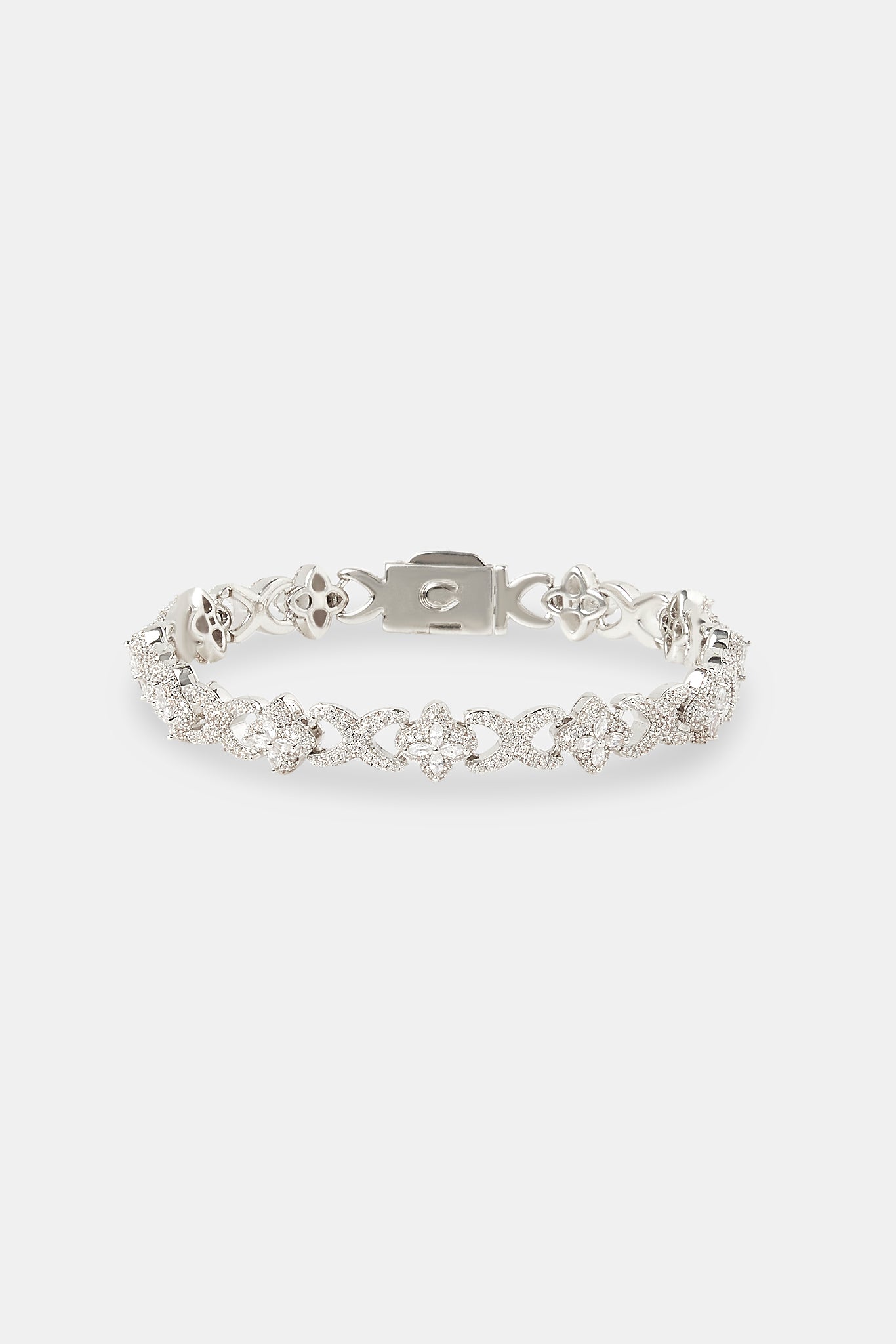Iced Clear Baguette Motif Infinity Bracelet - 10mm